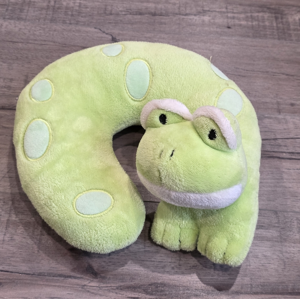 Kids Travel Neck Pillow Green Frog Super Soft